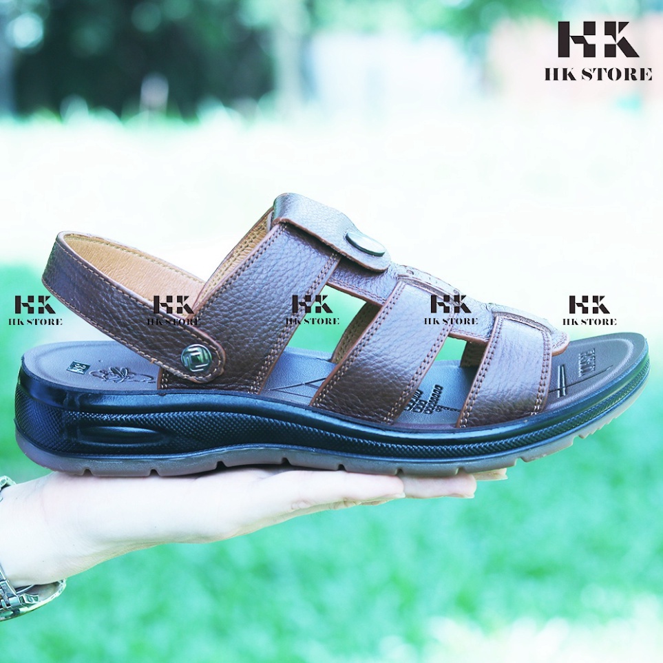 Xăng đan nam da bò xịn ⚘™ HK STORE ⚘™ cam kết da thật 100% ảnh thật có bảo hành đầy đủ-và đặc biệt cao hơn 3.5cm