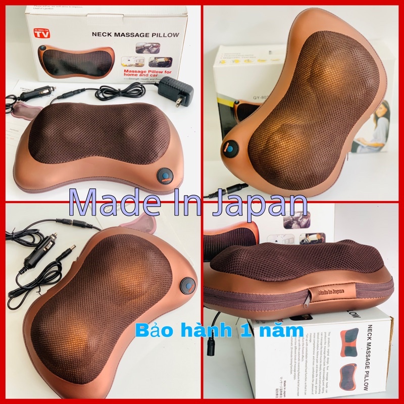Gối Massage hồng ngoại 8 bi xoay đảo chiều⚡FREE SHIP⚡made in Japan,máy massage cổ vai gáy - công nghệ Nhật Bản