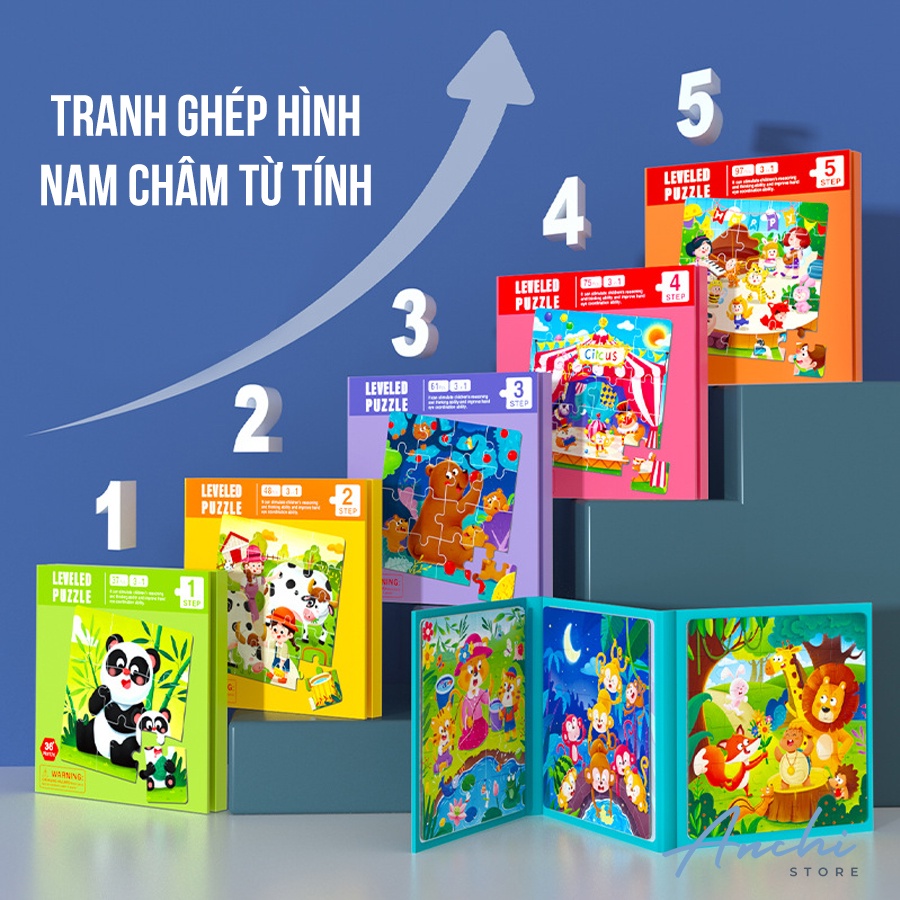 Tranh ghép hình nam châm từ tính, đồ chơi xếp hình thông minh cho bé - Anchi Store