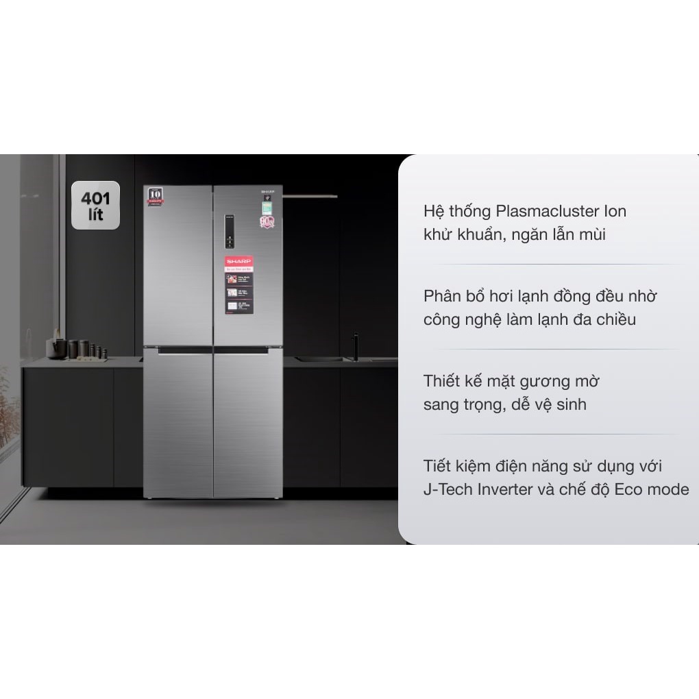 Tủ lạnh Sharp Inverter 401 lít SJ-FXP480V-SL
