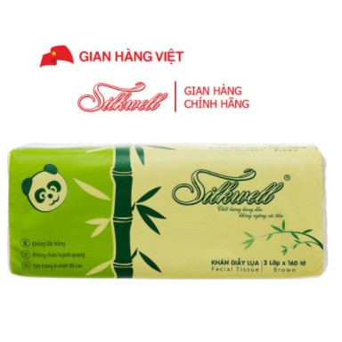 Combo SỐC 10 gói giấy ăn Gấu trúc khổ to Silkwell 3 lớp than tre chính hãng