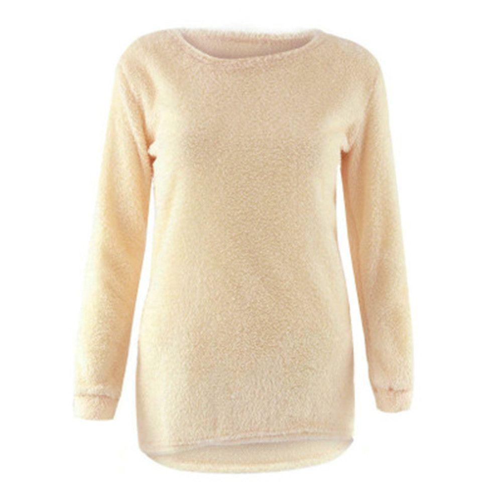 Upstopvn Áo Sơ Mi Lông Cừu Dáng Rộng Màu Trơn Ấm Áp Mùa Đông Cho Nữ