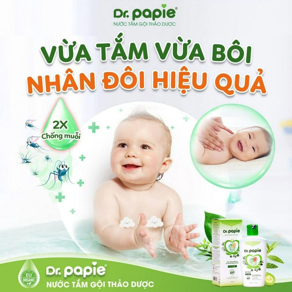 Combo Bộ 3 Gạc Rơ Lưỡi Dr.Papie, Khăn Lau Hạ Sốt Dr Papie, Nước Tắm Thảo Dược Dr Papie Chăm Sóc Bé Toàn Diện