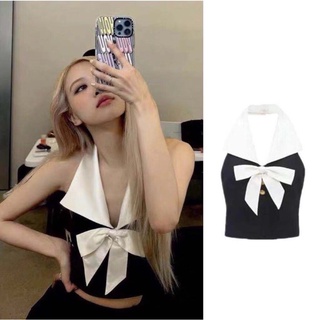 |vera top| áo nơ trắng cổ yếm roses blackpink tléa