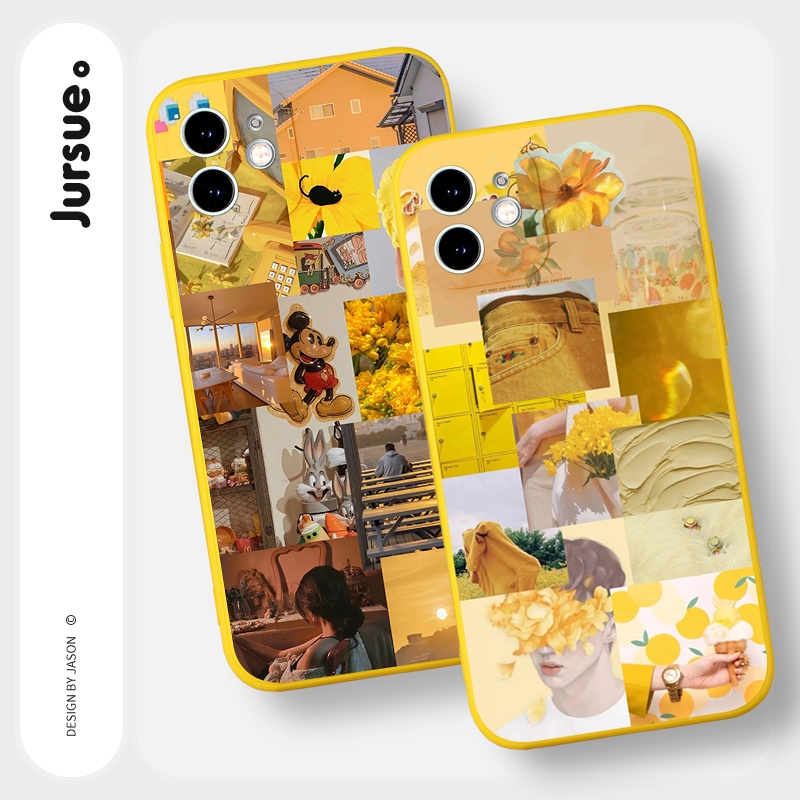 Ốp lưng JURSUE mềm hoạt hình dễ thương đẹp cho iPhone 13 12 11 Pro Max SE 2020 X XR XS 8 7 ip 6S 6 Plus Y1987