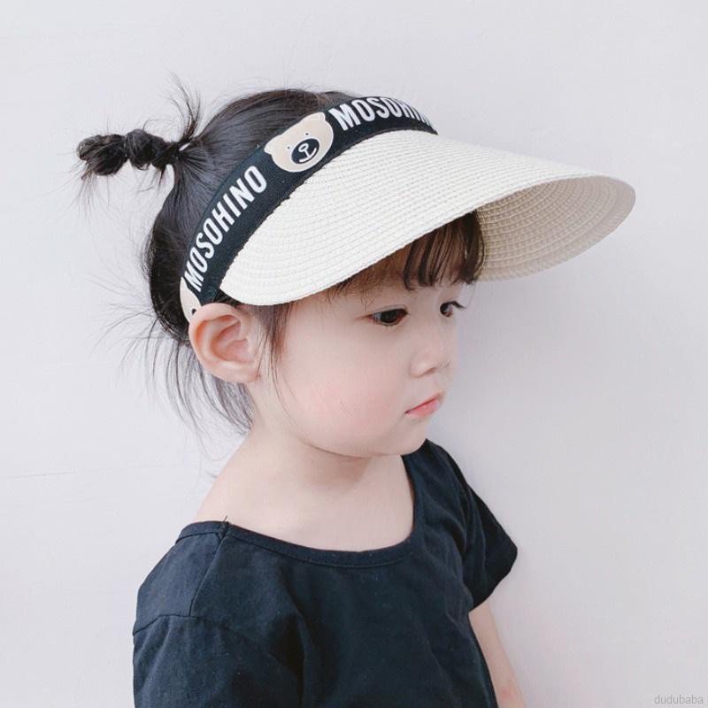 Mũ cói hở chóp hình gấu dễ thương dành cho trẻ em