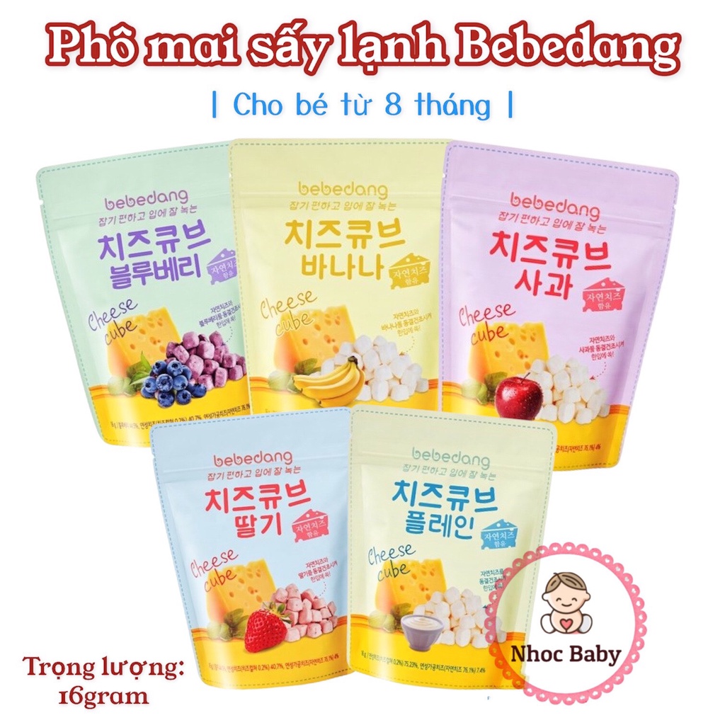 Phô mai sấy lạnh Bebedang cho bé 8m+ túi zip 16g