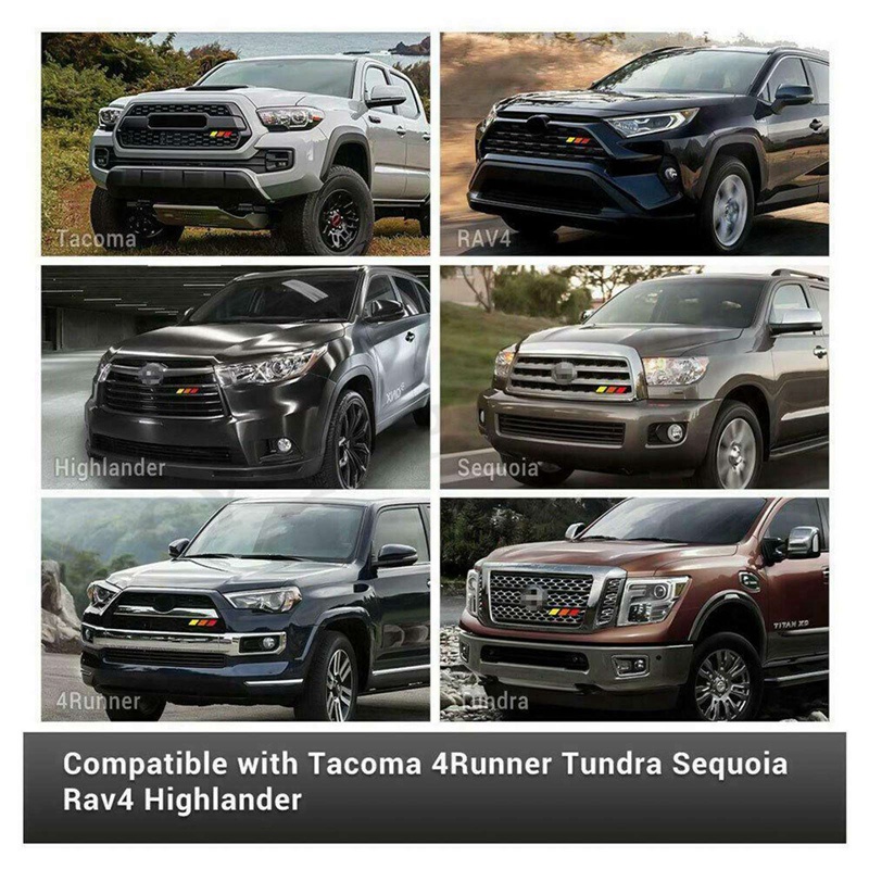 Miếng Dán Decal 3 Màu Trang Trí Lưới Tản Nhiệt Cho Xe Hơi Toyota Tacoma 4Runner Tundra