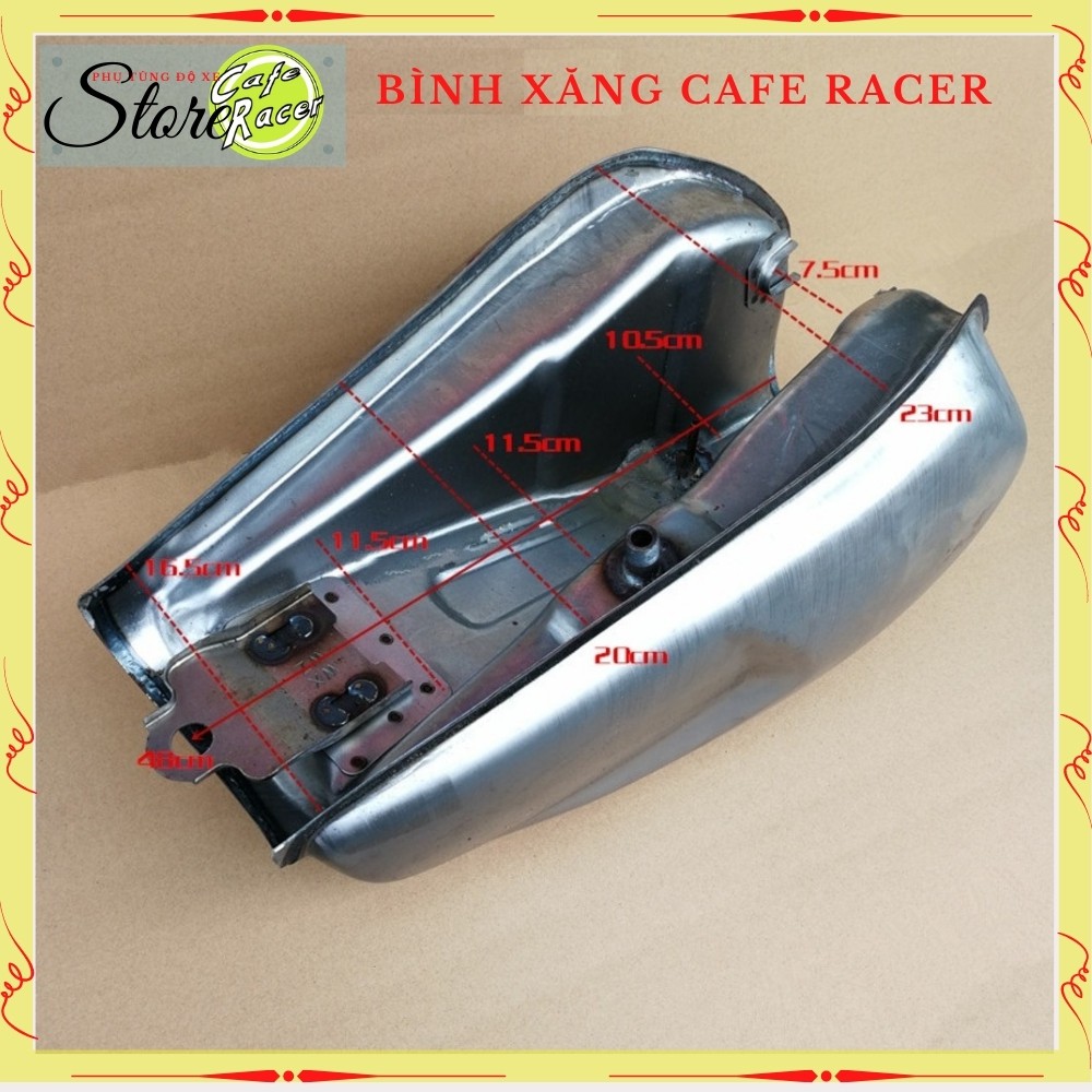 Bình xăng lớn Cafe racer , thùng xăng móp to phôi mộc chưa sơn chất thép dày dặn, chất lượng cao cấp