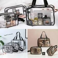 Set 3 Túi đựng mỹ phẩm du lịch bằng TPU trong suốt sức chứa lớn cho nam và nữ
