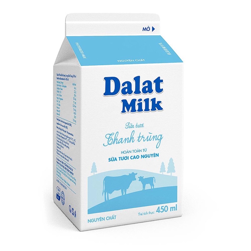 Sữa thanh trùng không đường Dalatmilk 450ml ( Chỉ giao tp hcm)