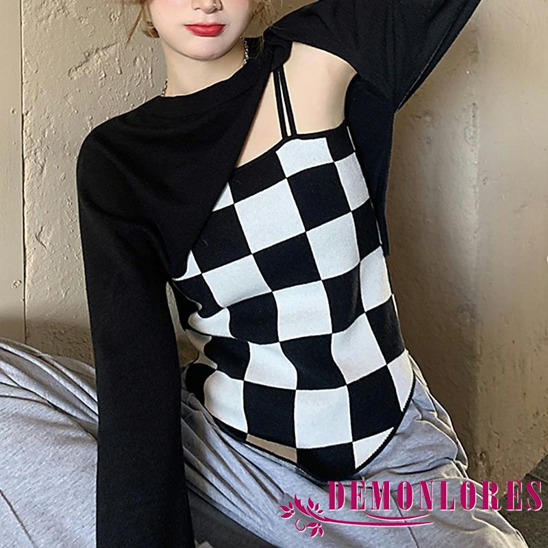 Áo croptop hai dây họa tiết kẻ sọc thời trang cho nữ