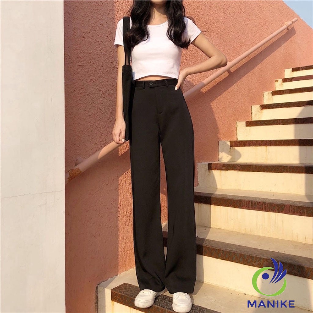 Quần suông nữ_Quần culottes lưng cao chất dày dài 95_100cm