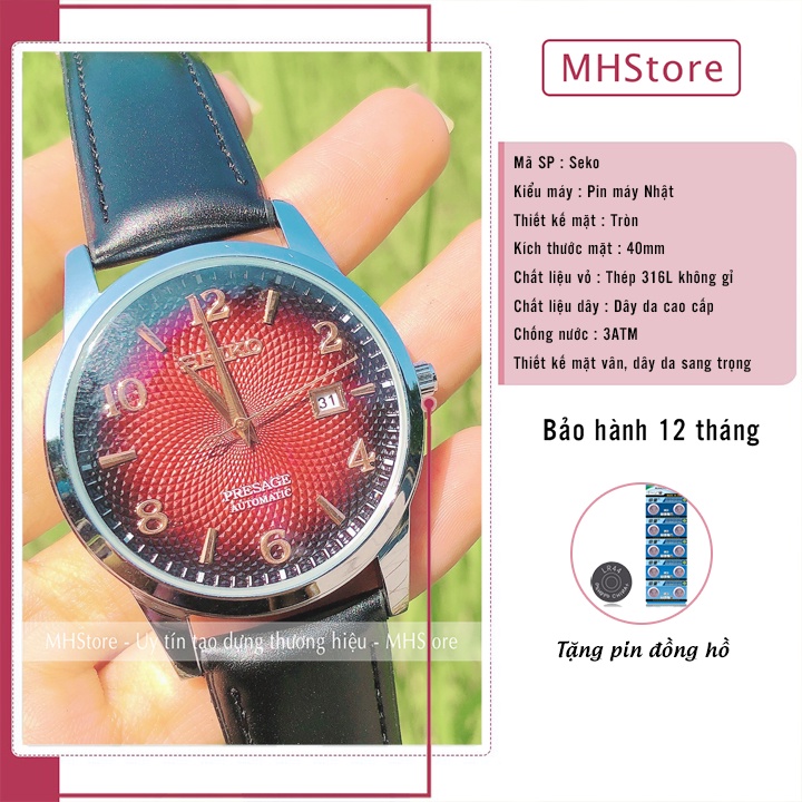 Đồng hồ nam Seko dây da cao cấp, mặt vân đẹp, thời trang đẹp giá rẻ sang trọng, lịch lãm [Tặng thêm pin] | BigBuy360 - bigbuy360.vn