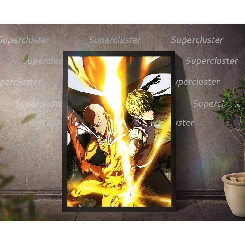Tranh Vải Bạt Treo Tường In Hình Anime One Punch man Saitama Trang Trí Quán bar/Nhà Cửa
