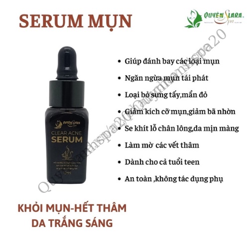 Tinh chất Serum ngăn ngừa mụn làm mờ vết thâm sẹo se khít lỗ chân lông Clear Acne Quyên Lara 12Ml Quynhanhspa