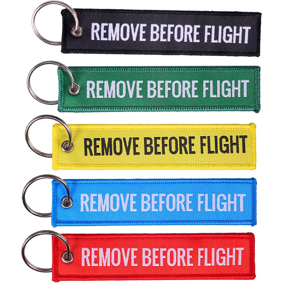 Móc dây gắn chìa khoá xe máy thêu chữ Remove Before Flight