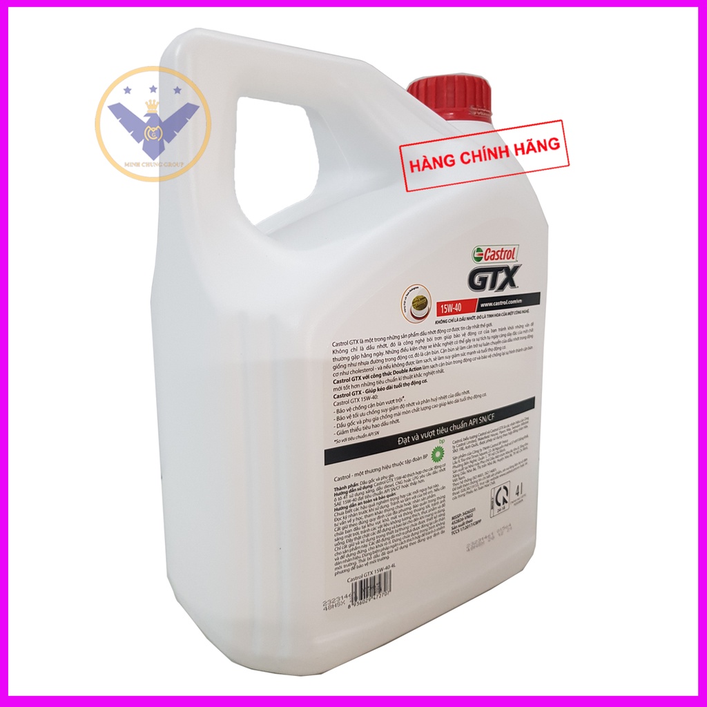 Dầu nhớt ô tô cao cấp Castrol GTX 20w-50, 15w-40 can 4 lít