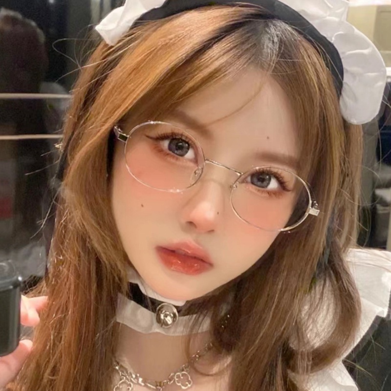 Mắt kính gọng tròn kim loại chống tia sáng xanh thời trang dành cho nam nữ