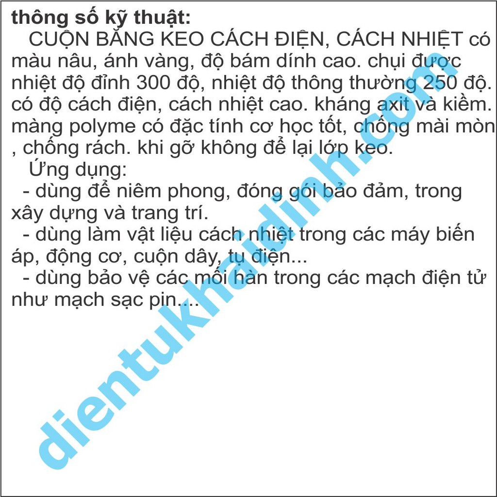 [Mã ELFLASH3 hoàn 10K xu đơn 20K] CUỘN BĂNG KEO CÁCH ĐIỆN, CÁCH NHIỆT 250độ KHỔ RỘNG 10mm/20mm kde4607