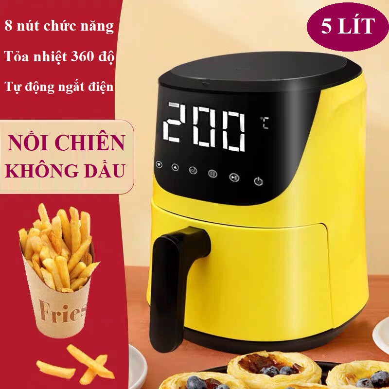 [CHÍNH HÃNG] Nồi chiên không dầu cảm ứng thông minh Cát Á, Đa Chức Năng - 5 Lít - Núm Vặn Cơ - Công Suất Lớn 1350W