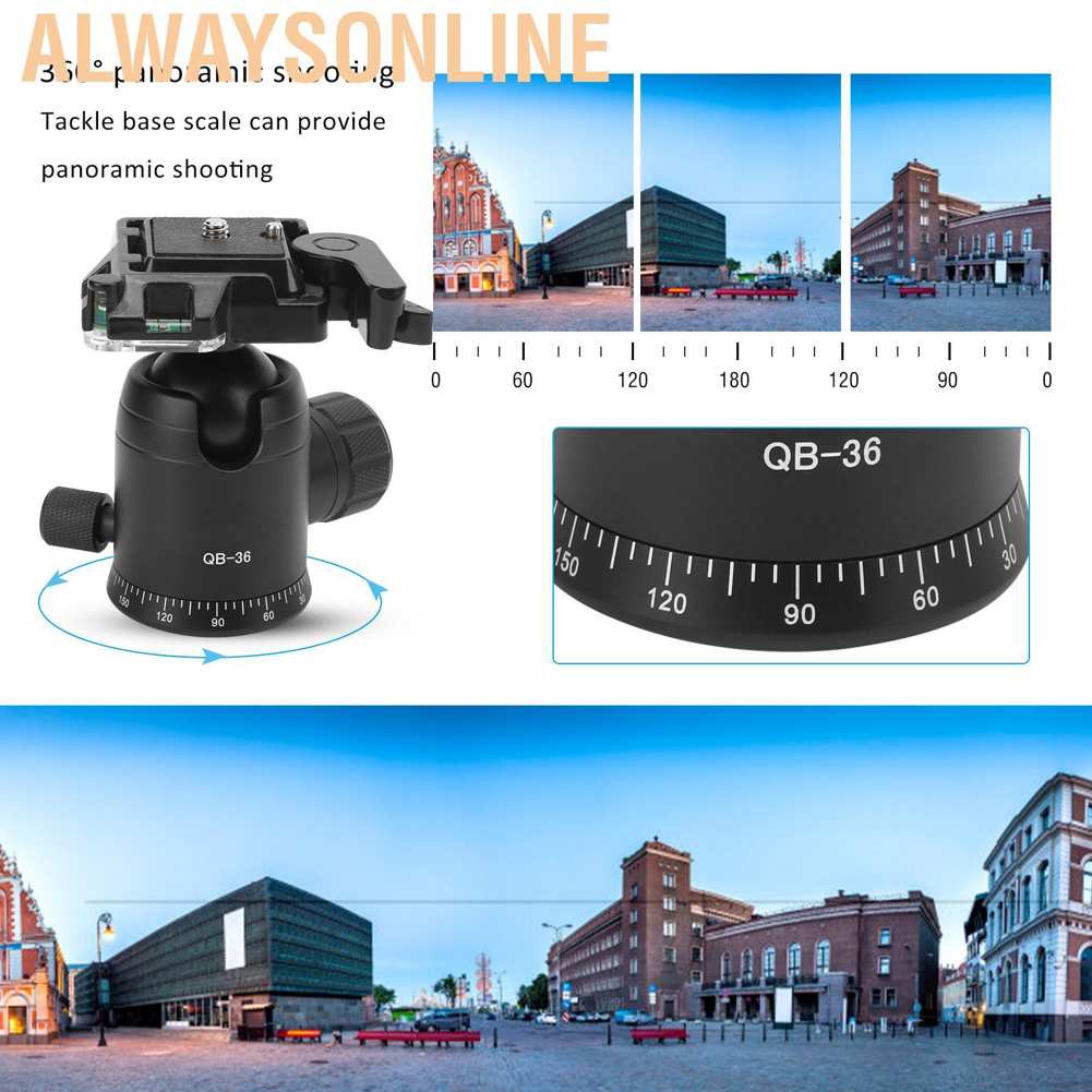 Alwaysonline QB‑36 Ball Head Camera Stand Photo Tripod 360° Rotator Panoramic Shooting