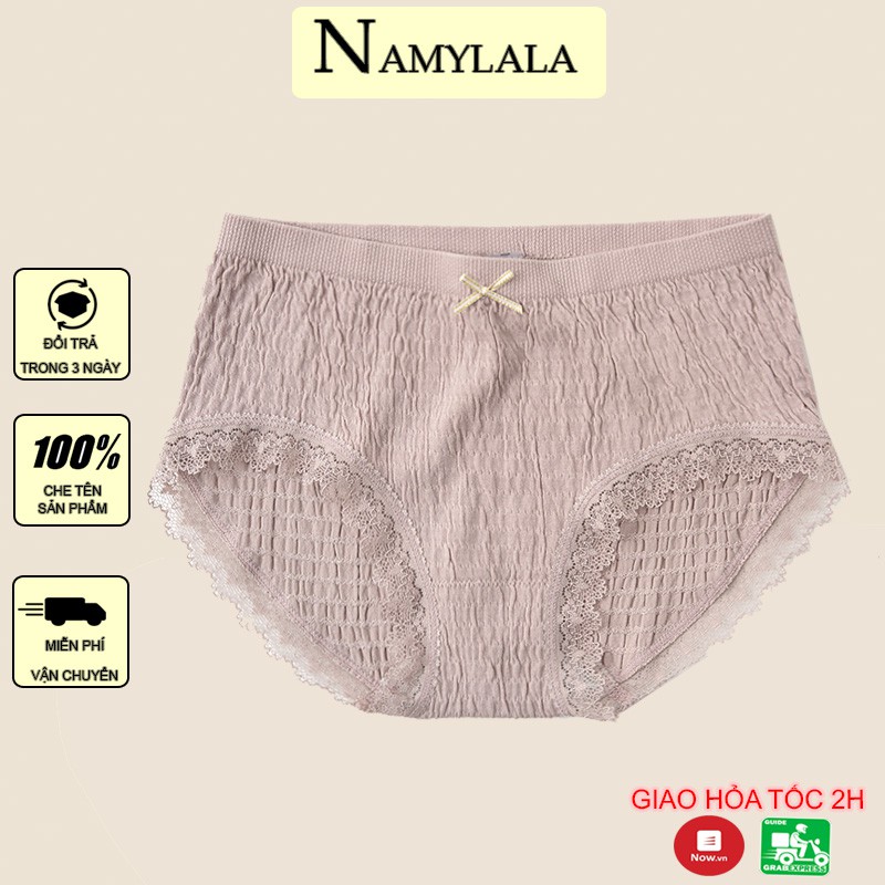 Quần Lót Nữ Cotton Bamboo NAMYLALA Nhún Viền Ren Thoáng Khí SC01