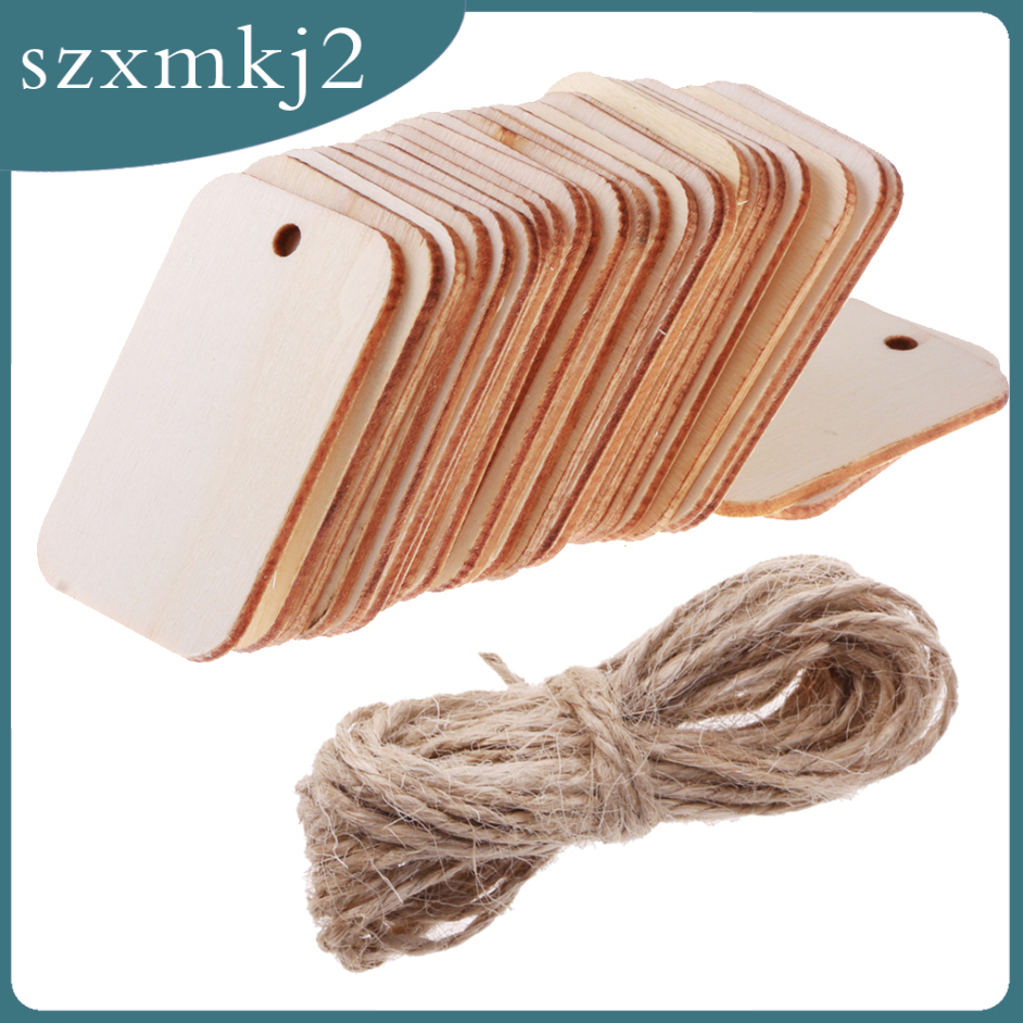 Set 25 Nhãn Gỗ Tự Nhiên Trang Trí Quà Cưới