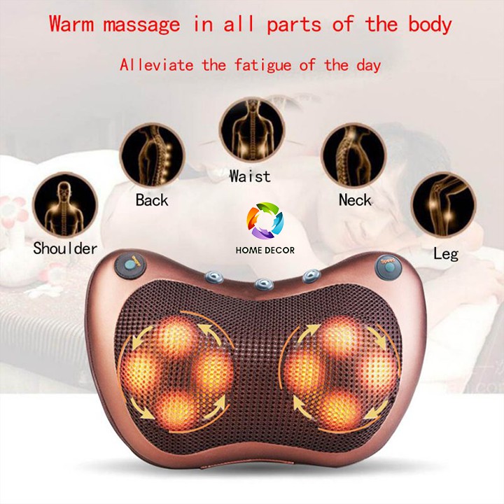 [BH 1 đổi 1]Gối massage hồng ngoại 8 bi, gối massage cổ vai gáy HIỆU QUẢ, AN TOÀN-HOME DECOR