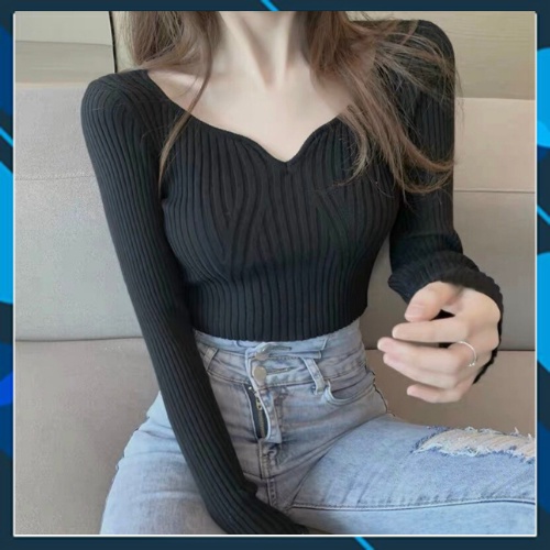 Áo len croptop dài tay cổ chữ v ulzzang nữ Hàn Quốc | BigBuy360 - bigbuy360.vn