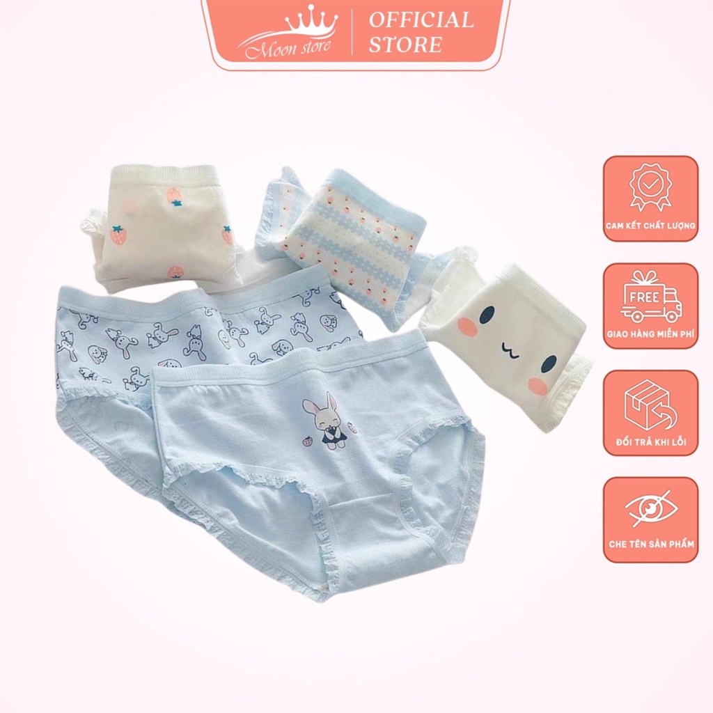 Quần lót nữ cotton Thỏ Dâu tây xinh xắn dễ thương cạp ngang eo QL05