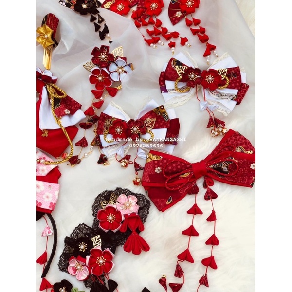 Nơ cài tóc KC lolita- Lolita phối Kanzashi, phụ kiện cosplay