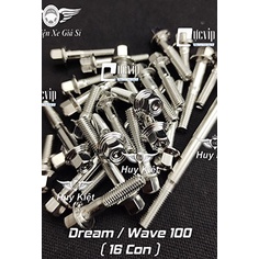 Bộ Ốc Lốc Máy Salaya PHAY THÁI Inox 304 Cho Dream, Wave 100 (16 Con) MS5205