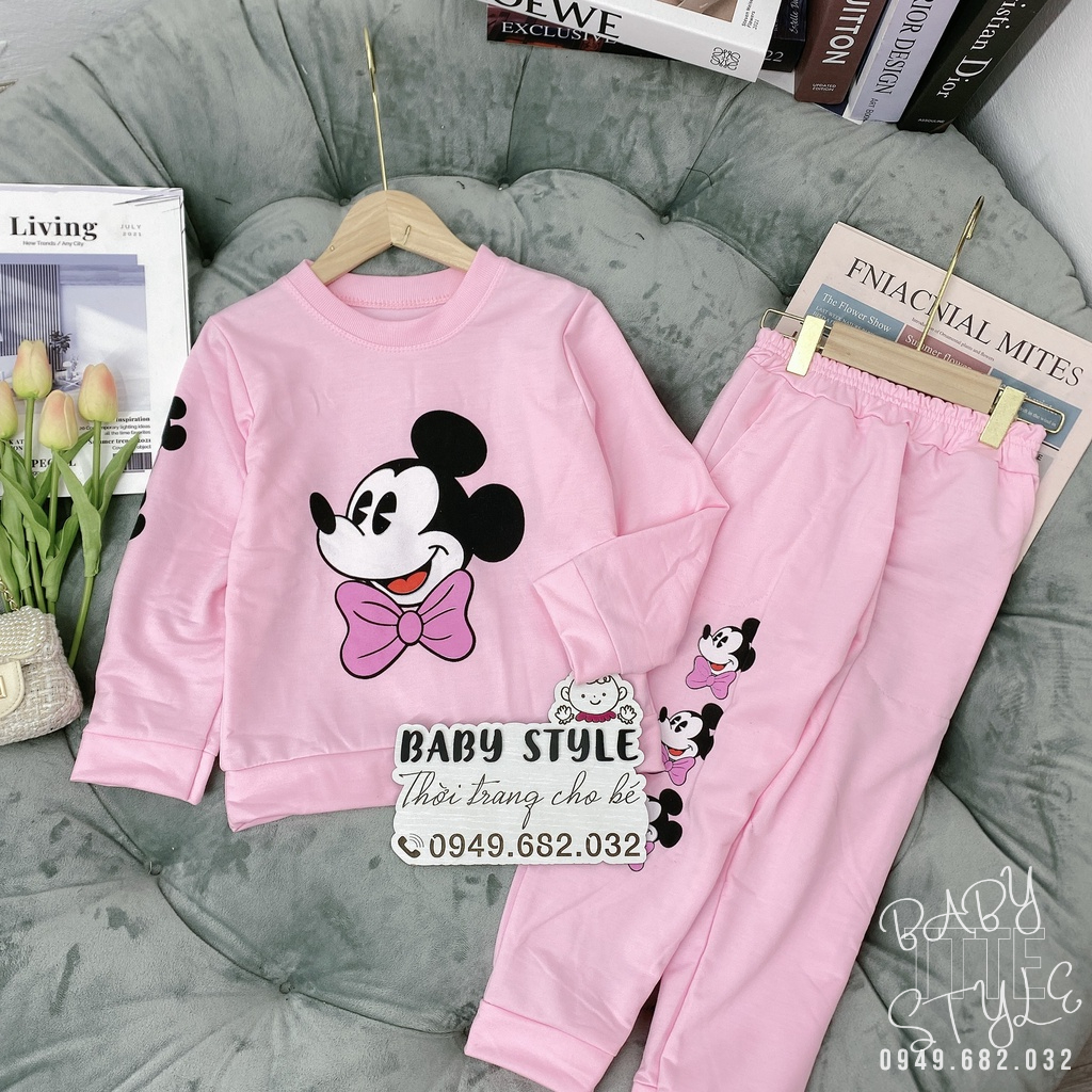 Bộ quần áo thu đông &quot;C.MICKEY&quot; 14-45kg cho bé gái từ 4-14 tuổi. Chất nỉ dày dặn, ấm áp. G30