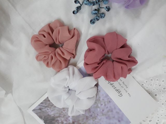 [Mã FAXANH88 hoàn 15% đơn 300K] _Dây cột tóc scrunchies vải chiffon siêu xinh nhiều màu