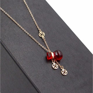Dây Chuyền Nữ Hồ Lô Đỏ May Mắn Titan Ko đen TT 0838