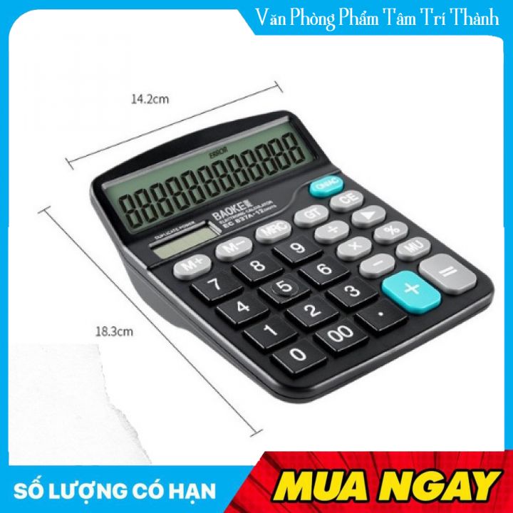 Máy Tính Điện Tử Bỏ Túi 12 Số 2 Nguồn Pin EC837A BAOKE