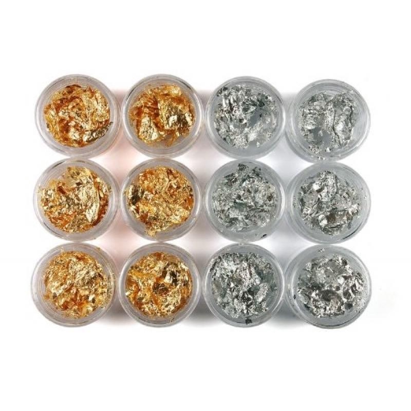 Giấy bạc ẩn gel trang trí móng set 12 hủ (dụng cụ làm nail)
