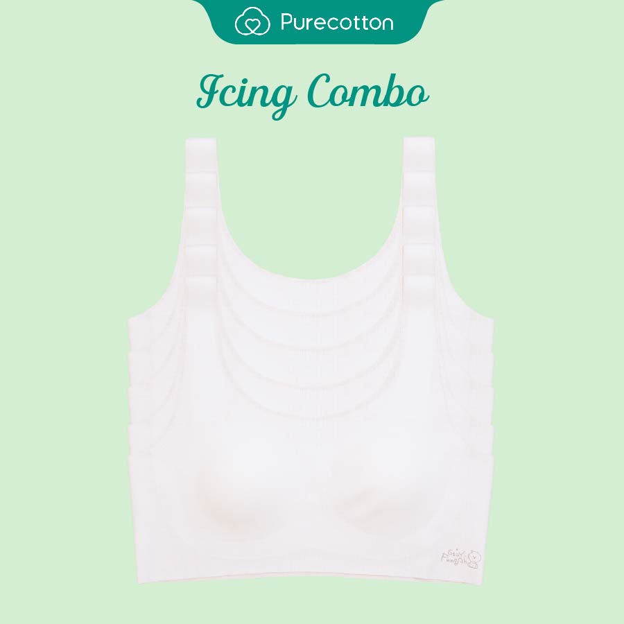 Combo 5 áo lá học sinh không viền Purecotton chất liệu cotton cao cấp PC087