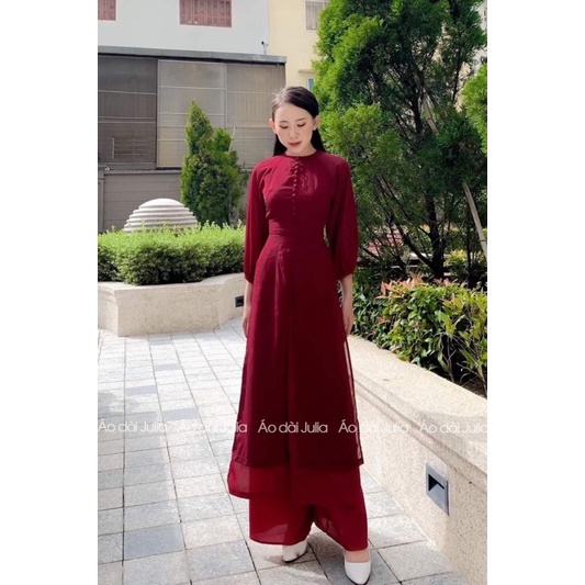 ÁO DÀI CÁCH TÂN TẾT MÀU ĐỎ SANG CHẢNH