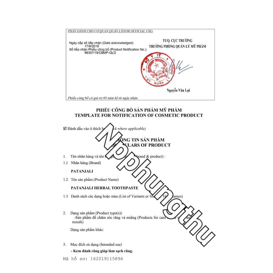 Kem đánh răng thảo dược Patanjali Ấn Độ 100g