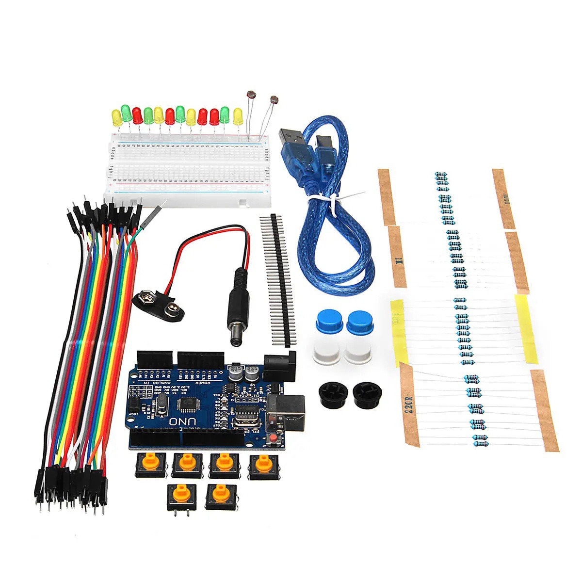 Basic Starter Kit UNO R3 Mini Breadboard LED Jumper Wire Button with Box for Arduino