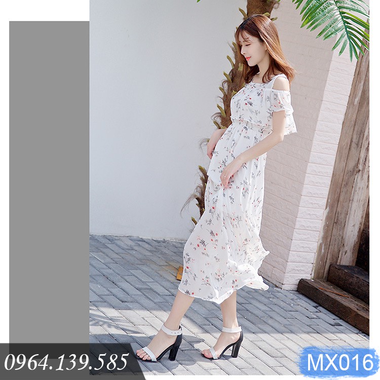 Váy đầm voan hoa nhí sáng màu nhẹ nhàng nữ tính, maxi dáng bèo xinh xắn dễ mặc, dùng đi biển, du lịch, sự kiện | MX016