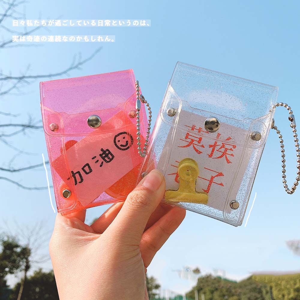 Ví Đựng Tiền Xu / Son Môi Mini Bằng Pvc Trong Suốt Đính Kim Sa Lấp Lánh Nhiều Màu Sắc