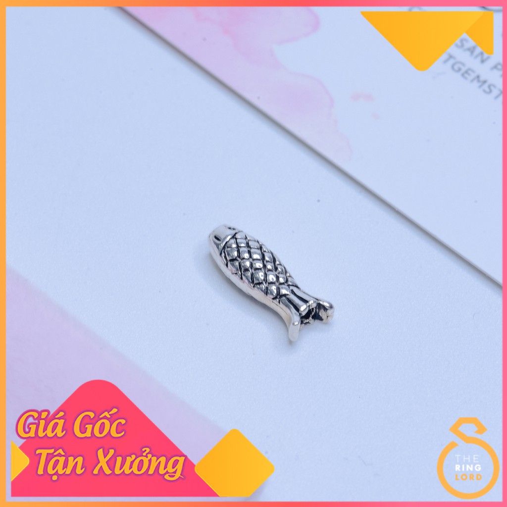 Charm bạc thái con cá xỏ vòng tay | Charm Bạc Thái 925 không xi đen