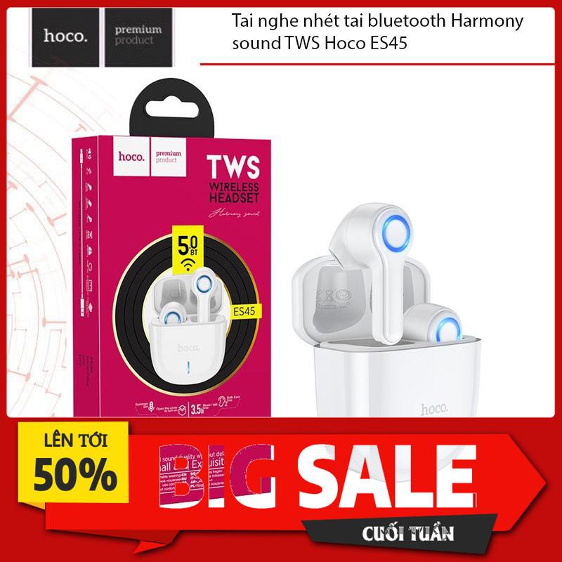 [Mã ELFLASH3 hoàn 10K xu đơn 20K] Tai nghe nhét tai bluetooth Harmony sound TWS Hoco ES45 - Bảo hành 12 tháng
