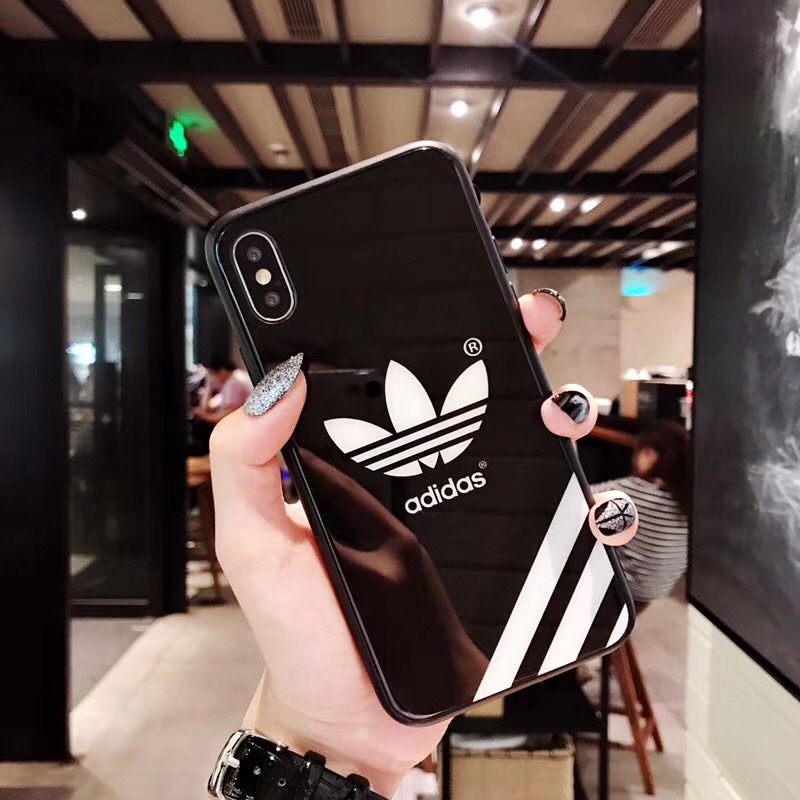 Ốp điện thoại phối kính cường lực logo adidas bắt mắt cho điện thoại VIVO V9 V7 Plus V5 Y66 Y67 Y71 Y81