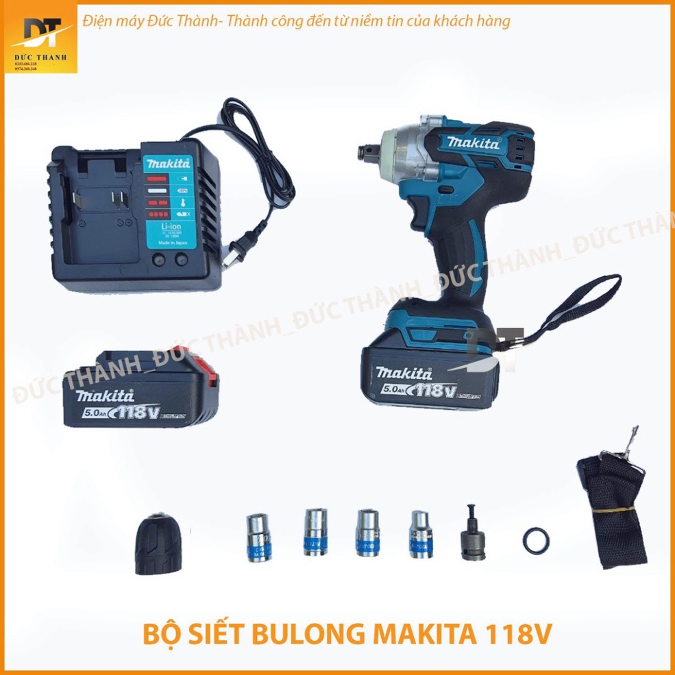 Chính hãng Máy siết Bulong, mở bu lông, vặn vít Makita. 118V 2 Pin không chổi than