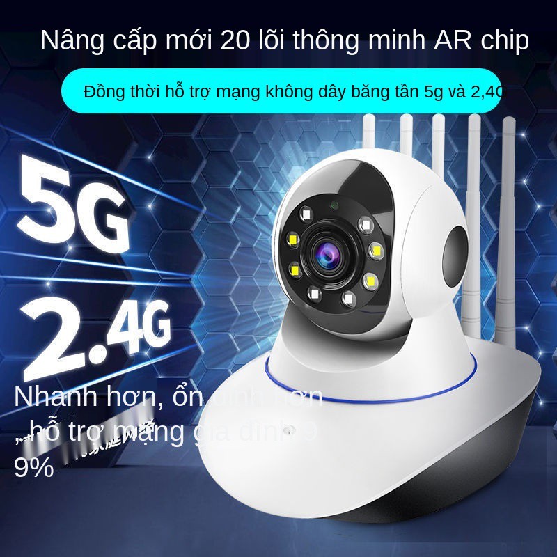 Giám sát mạng 5GWiFi không dây thông minh Máy ảnh và điện thoại di động từ xa xoay 360 độ tại nhà tầm nhìn ban đ