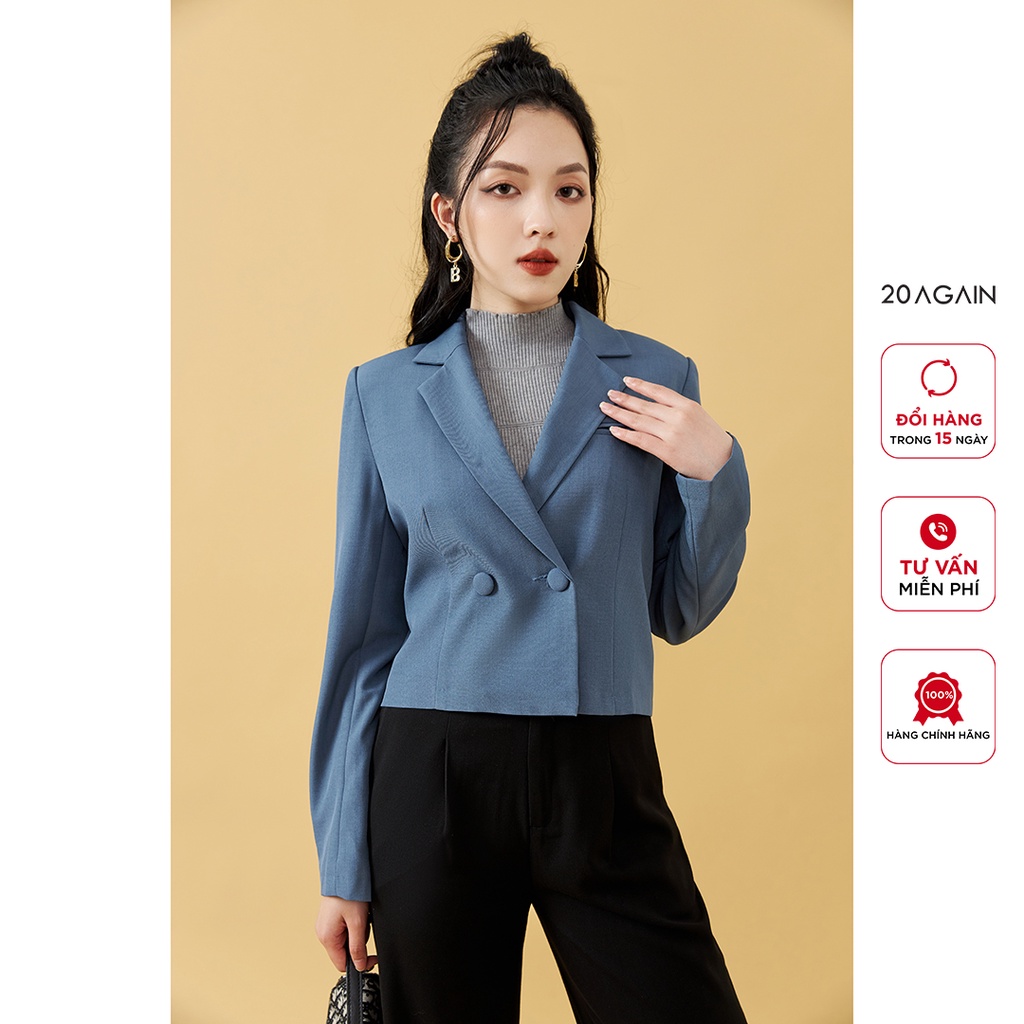 Áo vest nữ dài tay dáng ngắn 20AGAIN, thiết kế thanh lịch, trẻ trung, chất liệu tuýt si cao cấp VBA1825 | BigBuy360 - bigbuy360.vn